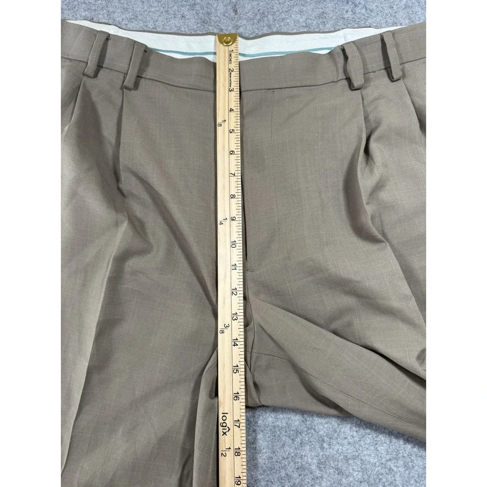 Van Heusen Studio Pleated Dress Pants 44/30 Khaki Brown Cuffed Professional